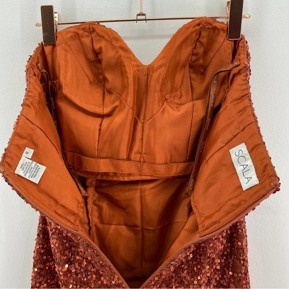 SCALA Style 47549 Burnt Orange Sequin Dress - Picture 7 of 9